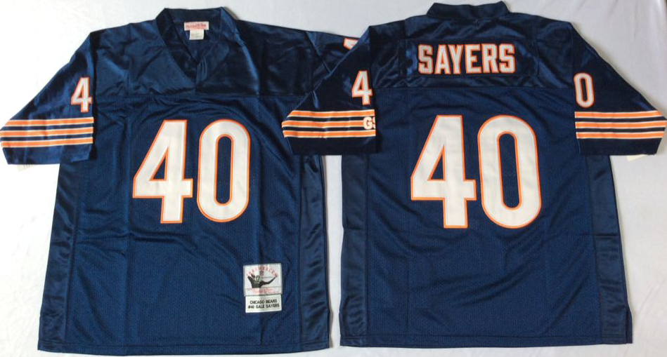 Men NFL Chicago Bears #40 Sayers blue style2 Mitchell Ness jerseys->chicago bears->NFL Jersey